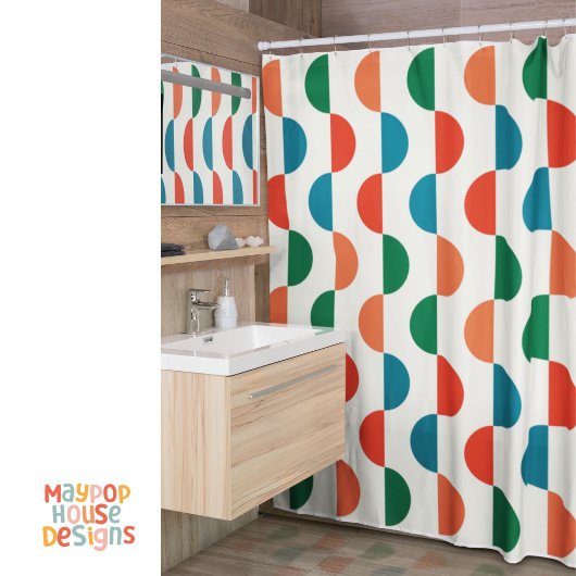 Retro Mitte Jahrhundert Moderne Farben Duschvorhang