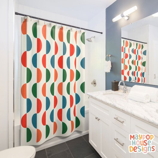 Retro Mitte Jahrhundert Moderne Farben Duschvorhang