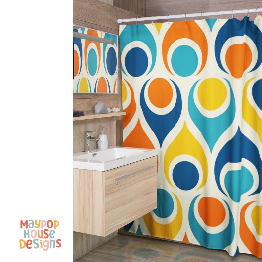 Retro Mitte Jahrhundert Moderne Farben Duschvorhang