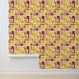 Retro Mitte Jahrhundert Moderne Gelbe Kapsel entfe Tapete