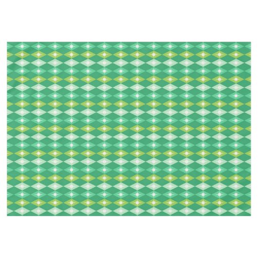 Retro Mitte Jahrhundert Moderne grüne Diamanten We Tischdecke (Vorderseite (Horizontal))