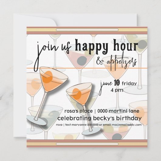Retro Mitte Jahrhundert Moderne Leben und Martinis Einladung (Vorderseite)