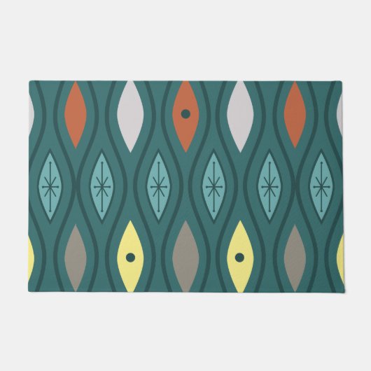 Retro Mitte Jahrhundert Moderne Wavy Lines Aquamar Fußmatte (Vorderseite)