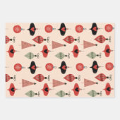 Retro Mitte Jahrhundert Moderne Weihnachts Rote Cr Geschenkpapier Set (Vorderseite)