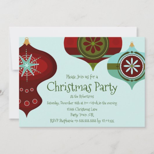 Retro Mitte Jahrhundert Moderne Weihnachtsschmuck Einladung (Vorderseite)