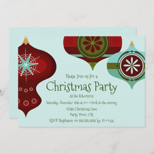 Retro Mitte Jahrhundert Moderne Weihnachtsschmuck Einladung (Vorne/Hinten)