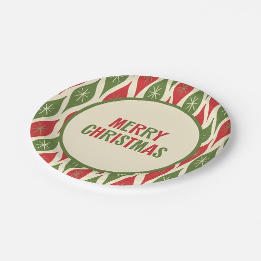 Retro Mitte Jahrhundert Moderner Niedlicher 50er F Pappteller (Schrägansicht)