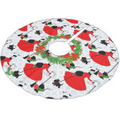 Retro Mitte Jahrhundert Moderner roter und schwarz Polyester Weihnachtsbaumdecke (Schrägansicht)