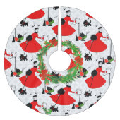 Retro Mitte Jahrhundert Moderner roter und schwarz Polyester Weihnachtsbaumdecke (Vorderseite)