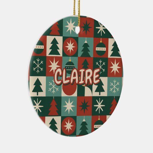 Retro Mitte Jahrhundert Moderner Urlaub geprüft Keramik Ornament (Rechts)