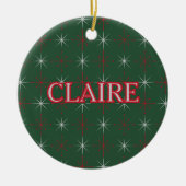 Retro Mitte Jahrhundert Moderner Urlaub rot grüne  Keramik Ornament (Vorne)