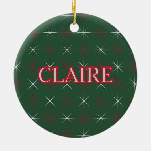 Retro Mitte Jahrhundert Moderner Urlaub rot grüne  Keramik Ornament (Hinten)