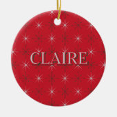 Retro Mitte Jahrhundert Moderner Urlaub rot grüne Keramik Ornament (Vorne)