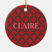 Retro Mitte Jahrhundert Moderner Urlaub Rote Grüne Keramik Ornament (Vorne)