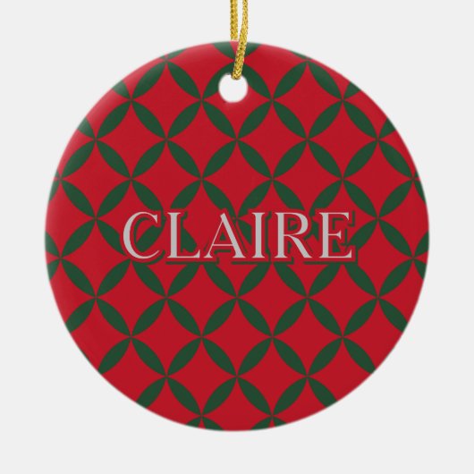 Retro Mitte Jahrhundert Moderner Urlaub Rote Grüne Keramik Ornament (Vorne)