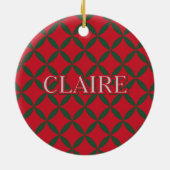 Retro Mitte Jahrhundert Moderner Urlaub Rote Grüne Keramik Ornament (Hinten)