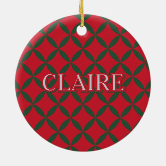 Retro Mitte Jahrhundert Moderner Urlaub Rote Grüne Keramik Ornament (Hinten)