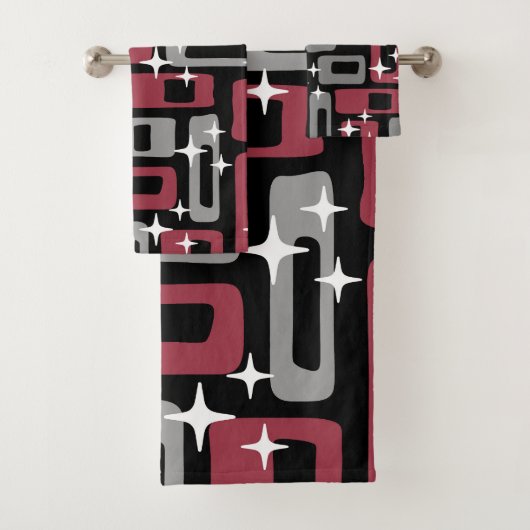 Retro Mitte Jahrhundert Modernes Abstrakt Badhandtuch Set (Insitu)