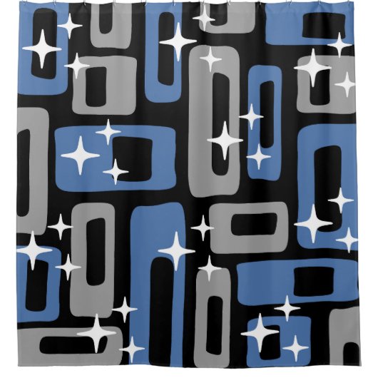 Retro Mitte Jahrhundert Modernes Abstrakt Duschvorhang (Vorderseite)