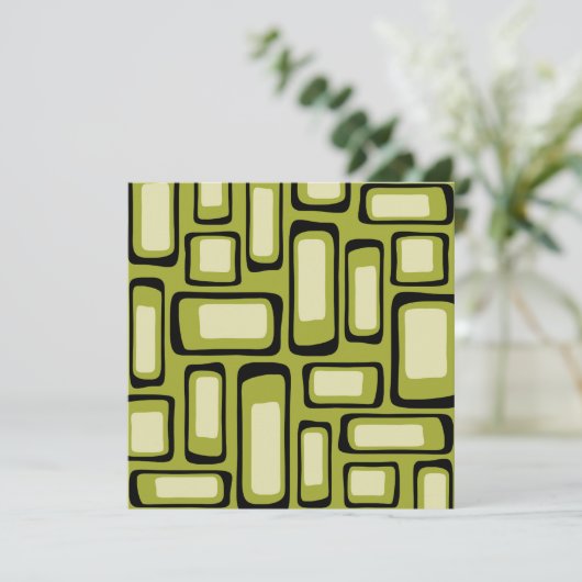 Retro Mitte Jahrhundert Modernes Abstrakt Einladung (Stehend Vorderseite)