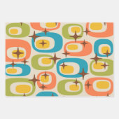 Retro Mitte Jahrhundert Modernes Abstrakt Geschenkpapier Set (Vorderseite)
