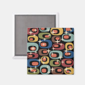 Retro Mitte Jahrhundert Modernes Abstrakt Magnet (Vorderseite/Rückseite)