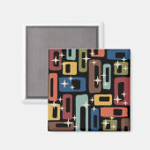 Retro Mitte Jahrhundert Modernes Abstrakt Magnet (Vorderseite/Rückseite)