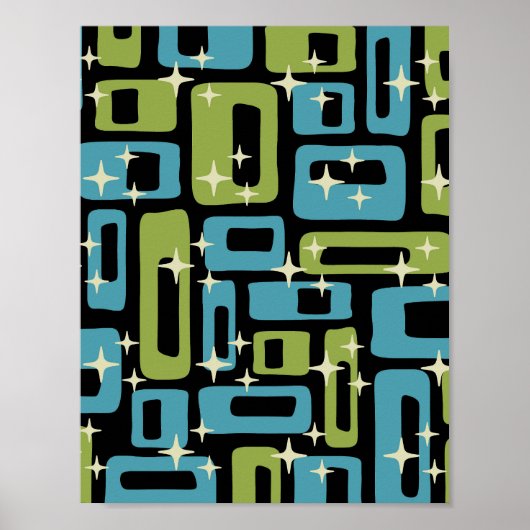 Retro Mitte Jahrhundert Modernes Abstrakt Poster (Vorne)
