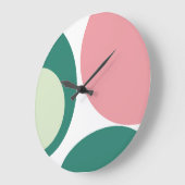 Retro Mitte Jahrhundert Modernes Abstrakt rosa Grü Große Wanduhr (Winkel)