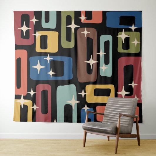 Retro Mitte Jahrhundert Modernes Abstrakt Wandteppich (Beispiel (Horizontal))