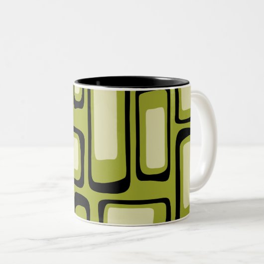 Retro Mitte Jahrhundert Modernes Abstrakt Zweifarbige Tasse (VorderseiteRechts)