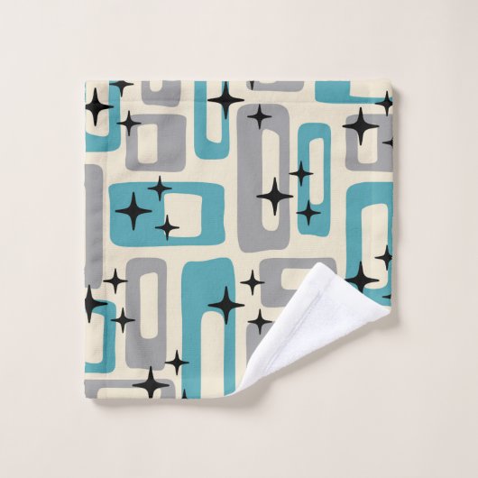 Retro Mitte Jahrhundert Modernes Abstraktes Muster Badhandtuch Set (Waschlappen)