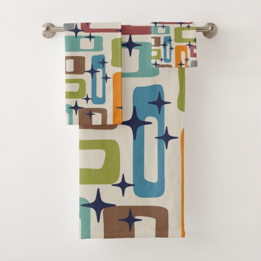 Retro Mitte Jahrhundert Modernes Abstraktes Muster Badhandtuch Set (Insitu)