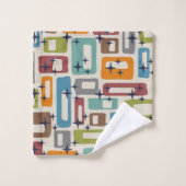 Retro Mitte Jahrhundert Modernes Abstraktes Muster Badhandtuch Set (Waschlappen)