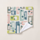 Retro Mitte Jahrhundert Modernes Abstraktes Muster Badhandtuch Set (Waschlappen)