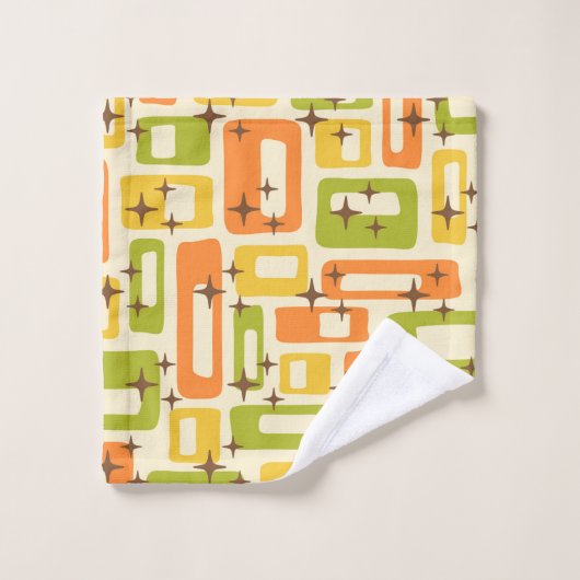 Retro Mitte Jahrhundert Modernes Abstraktes Muster Badhandtuch Set (Waschlappen)