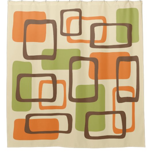 Retro Mitte Jahrhundert Modernes Abstraktes Muster Duschvorhang (Vorderseite)