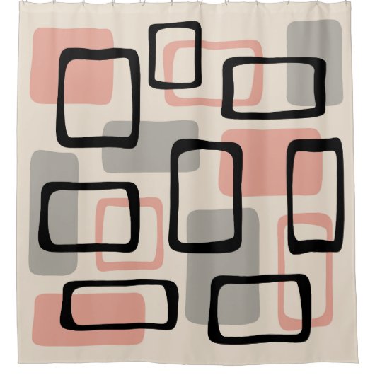 Retro Mitte Jahrhundert Modernes Abstraktes Muster Duschvorhang (Vorderseite)