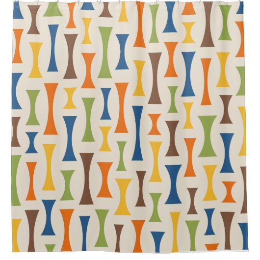 Retro Mitte Jahrhundert Modernes Abstraktes Muster Duschvorhang (Vorderseite)
