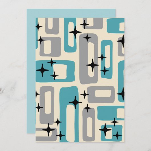 Retro Mitte Jahrhundert Modernes Abstraktes Muster Einladung (Vorne/Hinten)