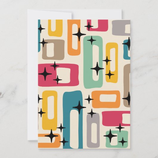 Retro Mitte Jahrhundert Modernes Abstraktes Muster Einladung (Vorderseite)
