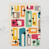 Retro Mitte Jahrhundert Modernes Abstraktes Muster Einladung (Vorne/Hinten)