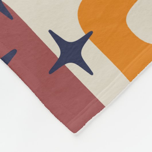 Retro Mitte Jahrhundert Modernes Abstraktes Muster Fleecedecke (Ecke)