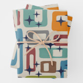 Retro Mitte Jahrhundert Modernes Abstraktes Muster Geschenkpapier Set (Beispiel)