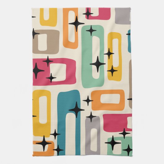 Retro Mitte Jahrhundert Modernes Abstraktes Muster Geschirrtuch (Vertikal)