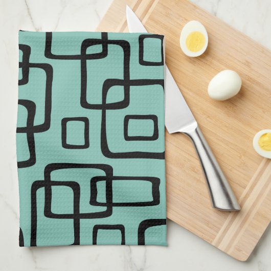 Retro Mitte Jahrhundert Modernes Abstraktes Muster Geschirrtuch (Viertel Falte)