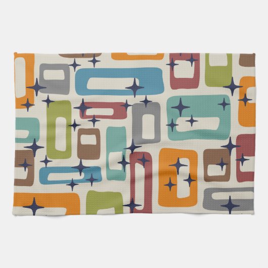 Retro Mitte Jahrhundert Modernes Abstraktes Muster Geschirrtuch (Horizontal)