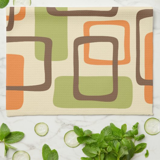 Retro Mitte Jahrhundert Modernes Abstraktes Muster Geschirrtuch (Gefaltet)