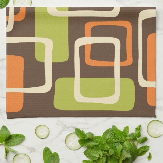 Retro Mitte Jahrhundert Modernes Abstraktes Muster Geschirrtuch (Gefaltet)