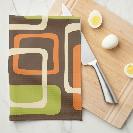 Retro Mitte Jahrhundert Modernes Abstraktes Muster Geschirrtuch (Viertel Falte)